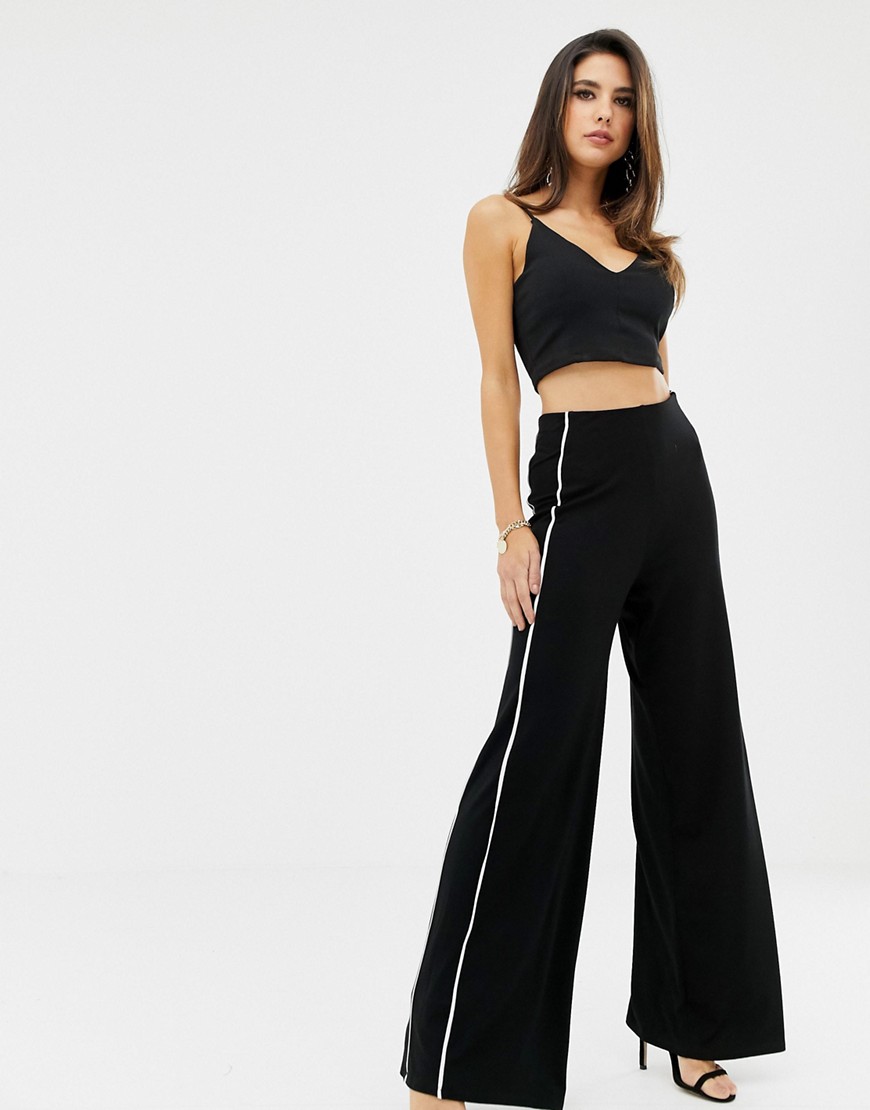 ASOS DESIGN contrast piped wide leg