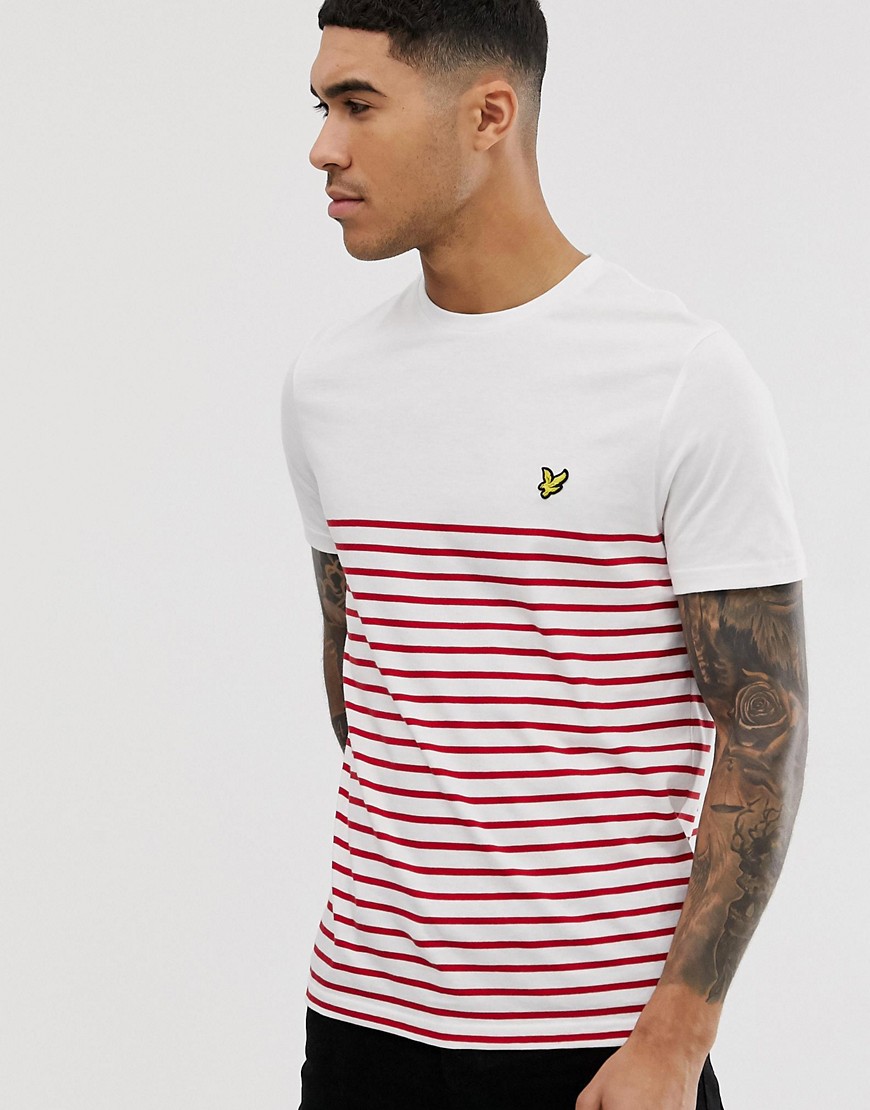 Lyle & Scott bretton striped t-shirt in white/red