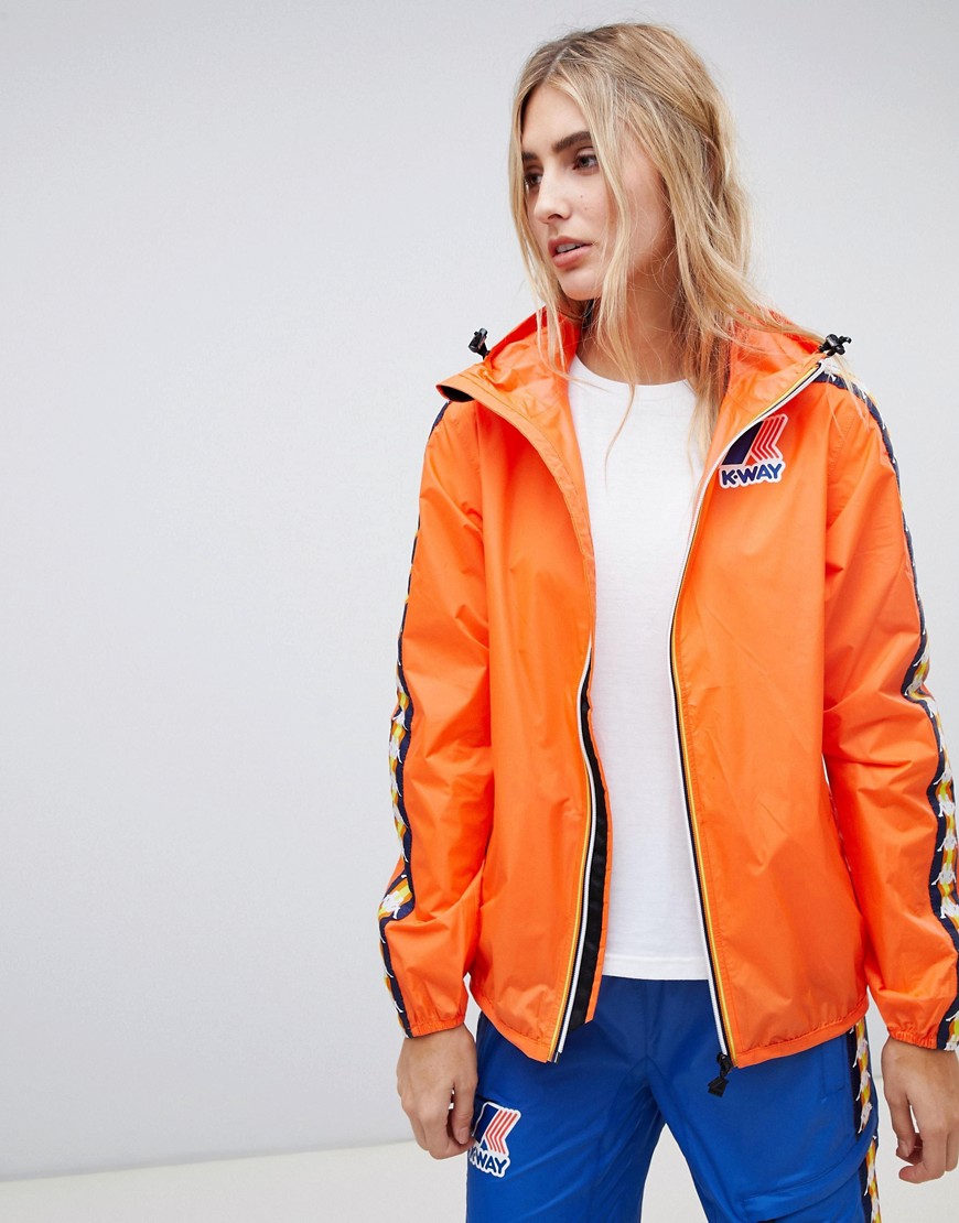 Specialiteit vorst onkruid K-way X Kappa Zip Through Rain Jacket - Orange | ModeSens