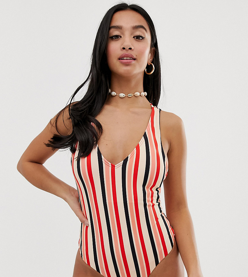 Y.A.S Petite stripe strappy swimsuit