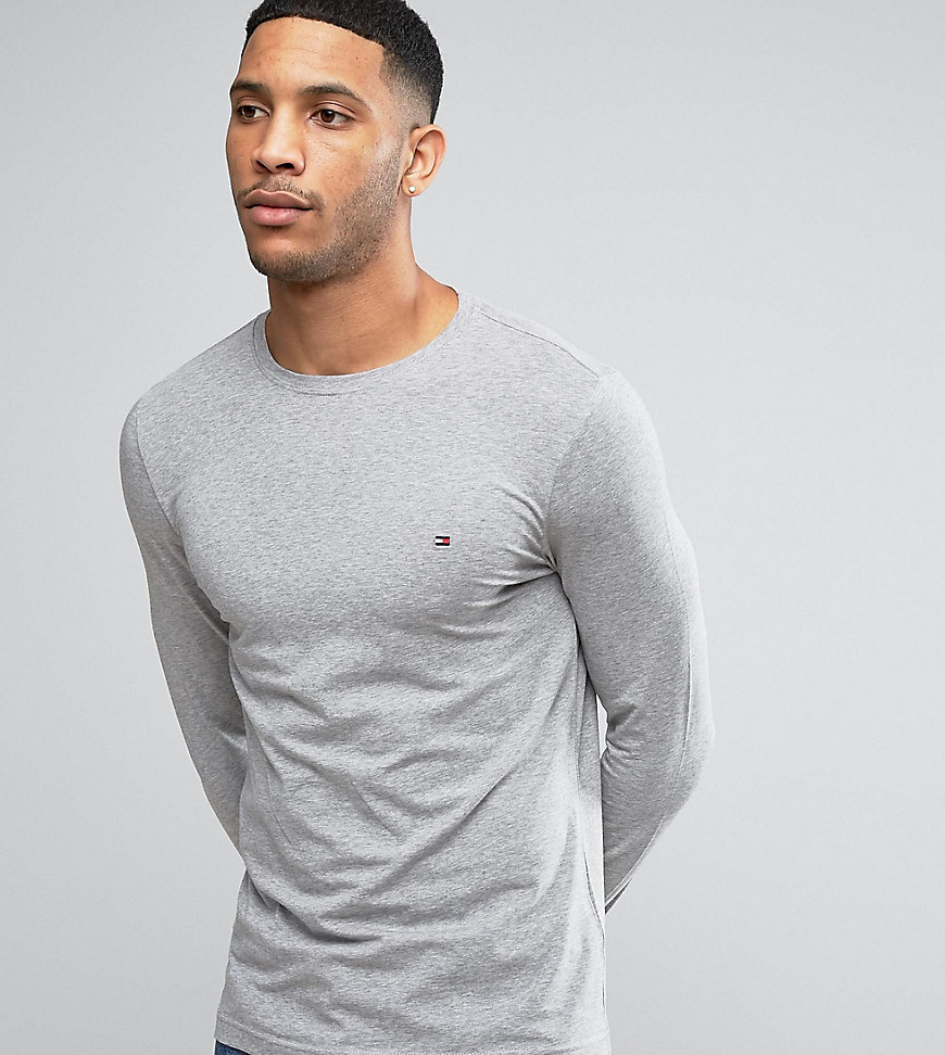 Tommy Hilfiger long sleeve top flag logo in grey heather exclusive at asos