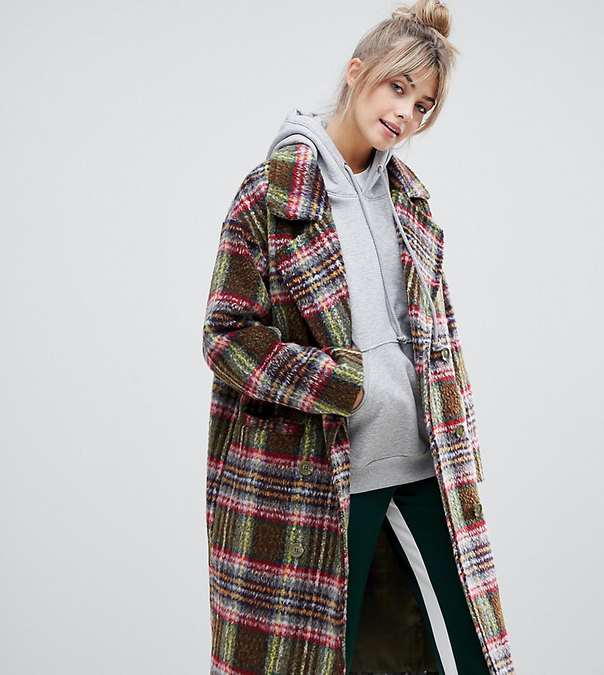 Pull&Bear double breasted coat in check