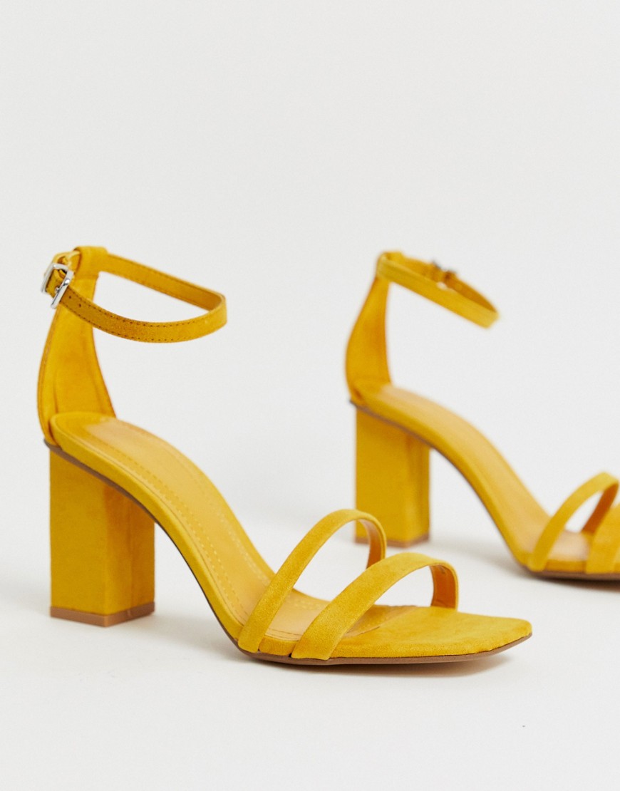 Bershka two part mid heel sandals in mustard