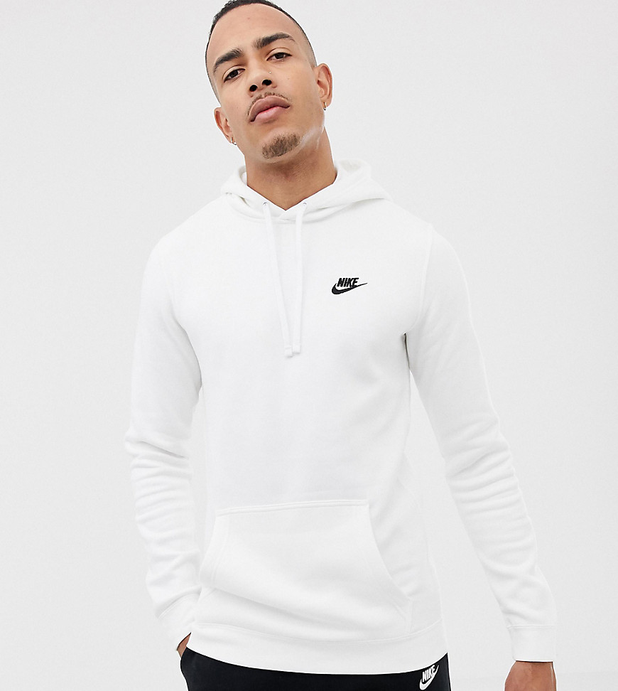 Nike Tall Pullover Hoodie With Swoosh Logo In White 804346-100