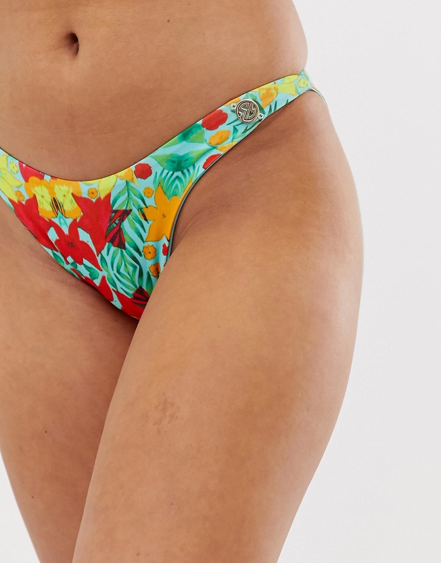 Sian Marie Amphi reversible bikini bottom in blue tropical