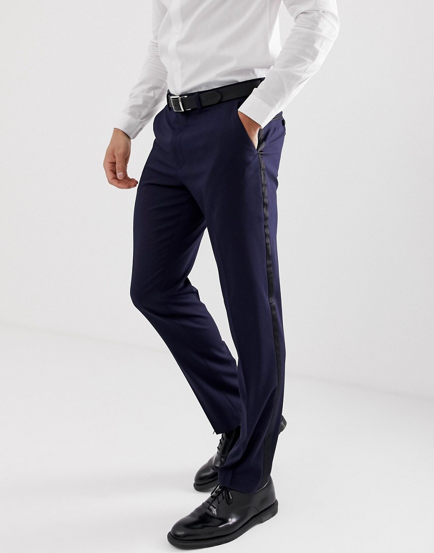 ASOS DESIGN slim tuxedo suit trousers in navy