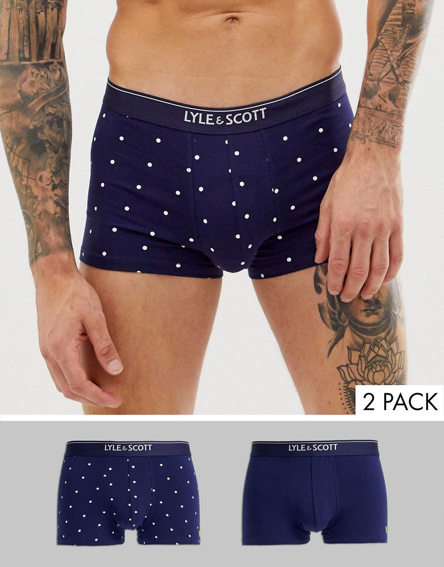 Lyle & Scott 2 Pack of Blue Print and Solid Trunks