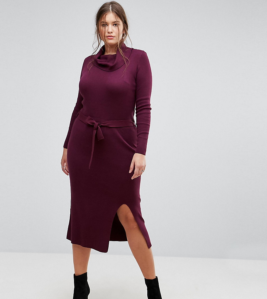 Simply Be Knitted Dress With Tie Waist