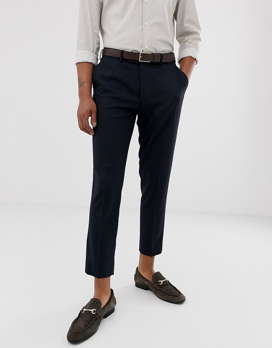 ASOS DESIGN skinny cropped smart trousers in navy