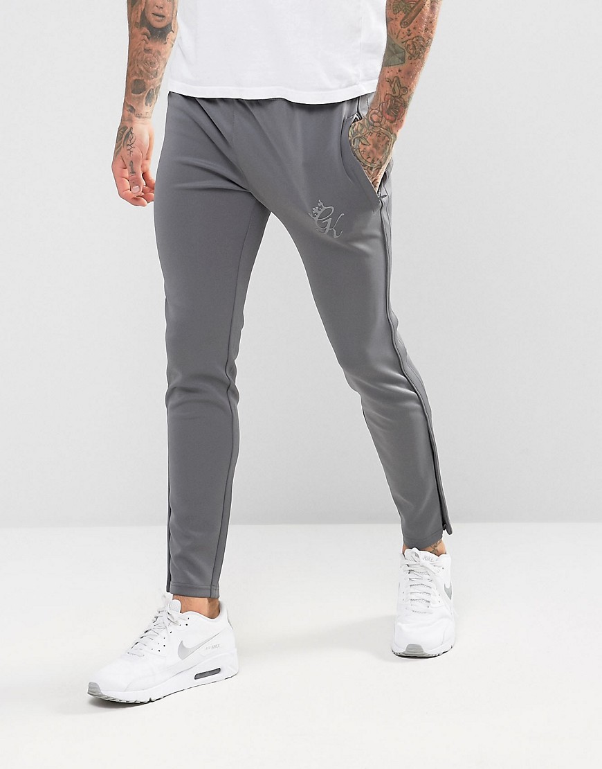 Gym King Track Skinny Joggers In Grey With Reflective Logo - Grey