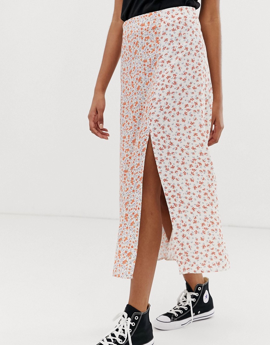 New Look split midi skirt in floral print