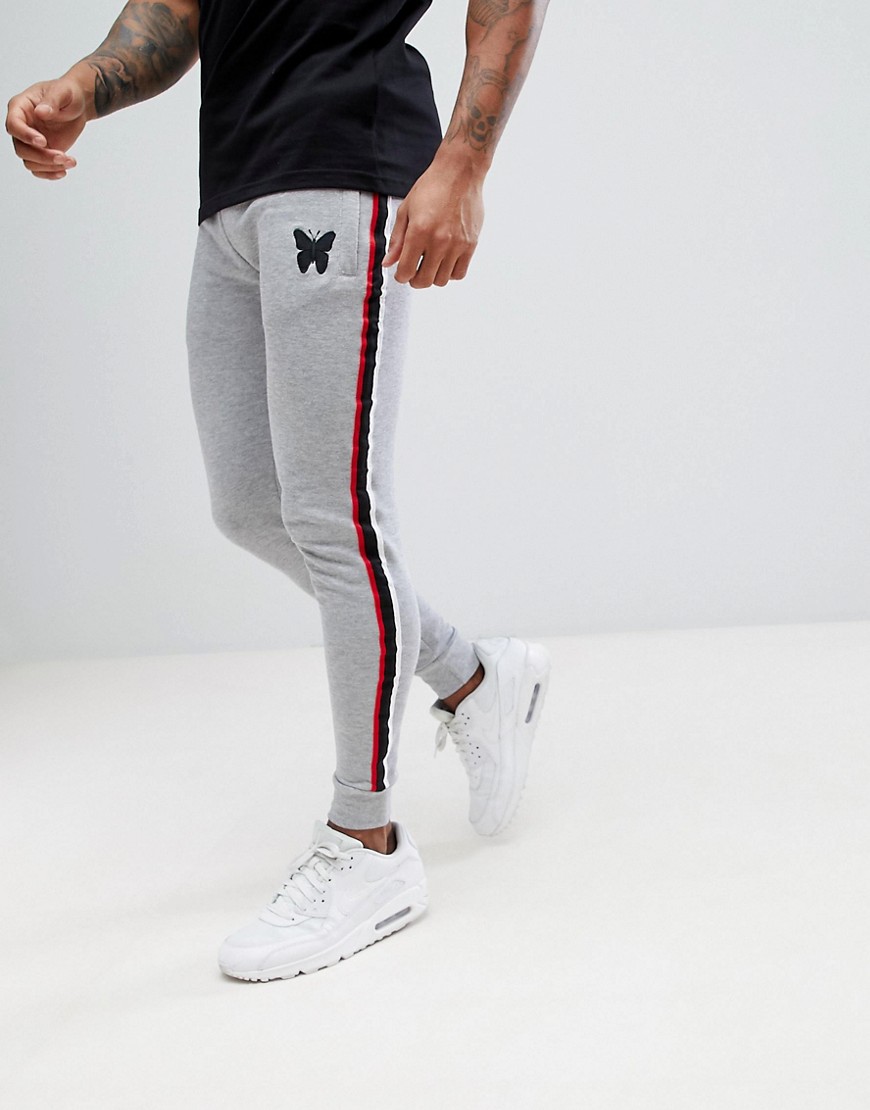 Good For Nothing Skinny Joggers In Grey With Side Stripes - Grey