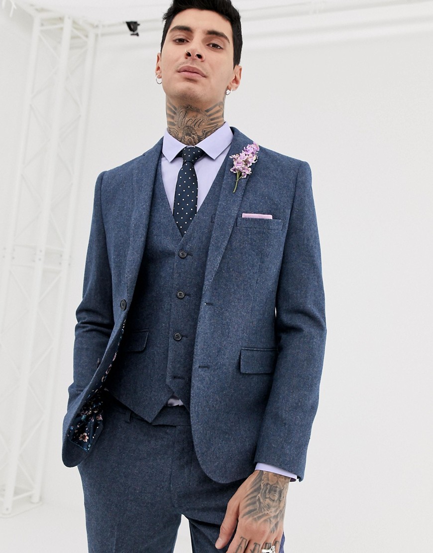Harry Brown wedding wool blend slim fit summer tweed suit jacket