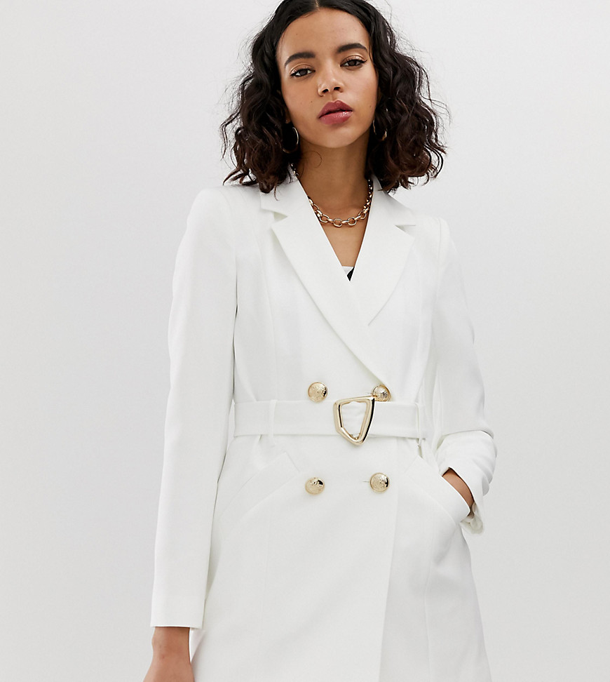 River Island tailored jacket with belt in cream