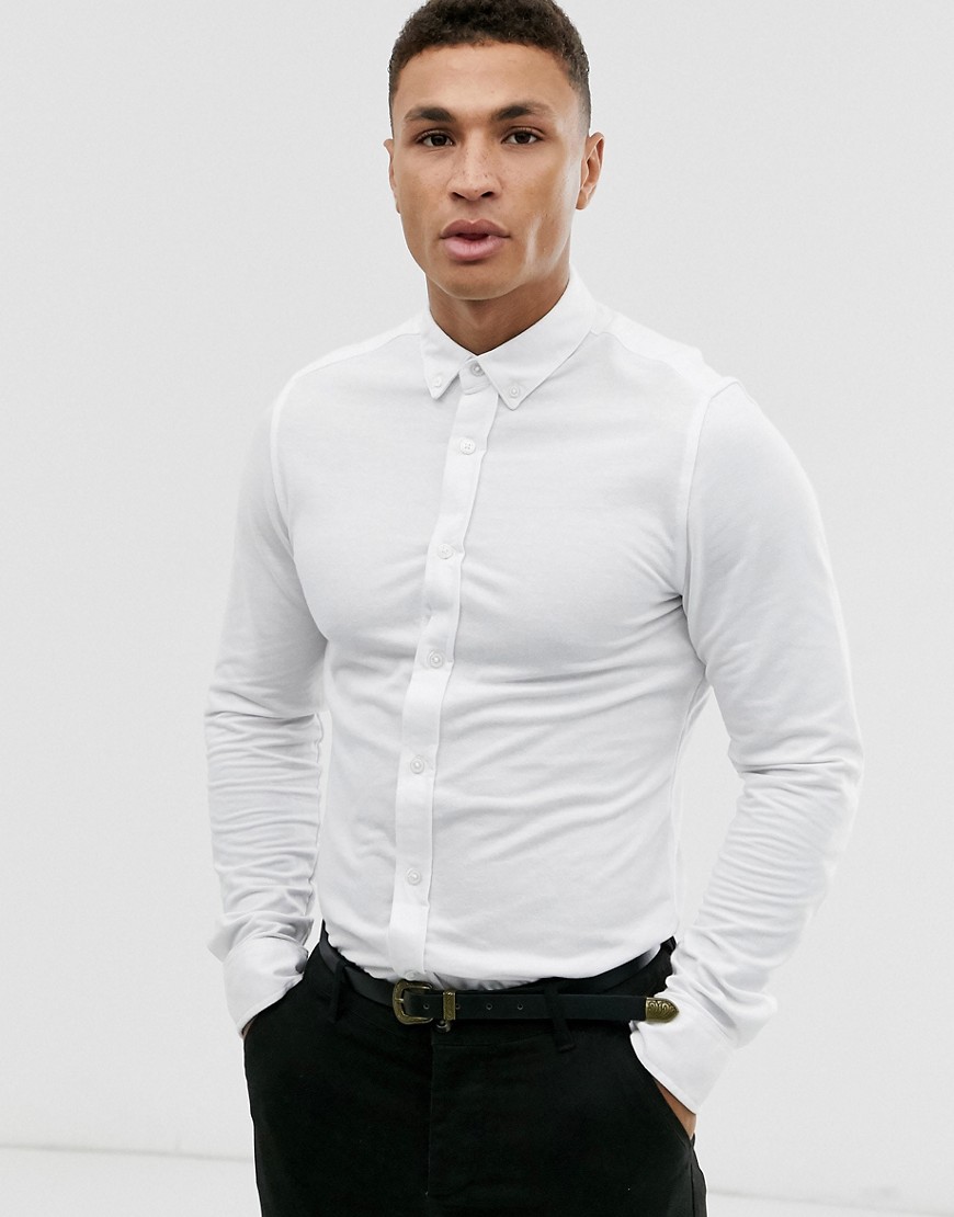 Only & Sons pique jersey shirt in white