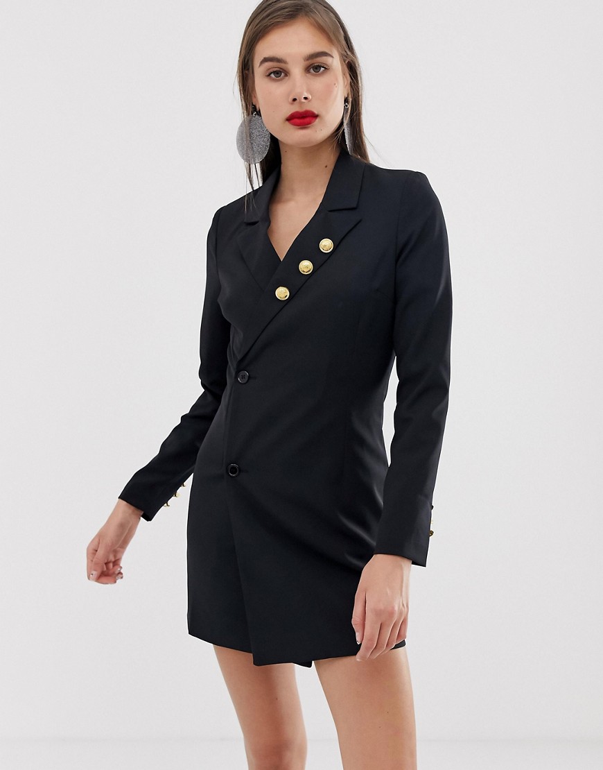 Unique21 tailored dress with gold buttons detail