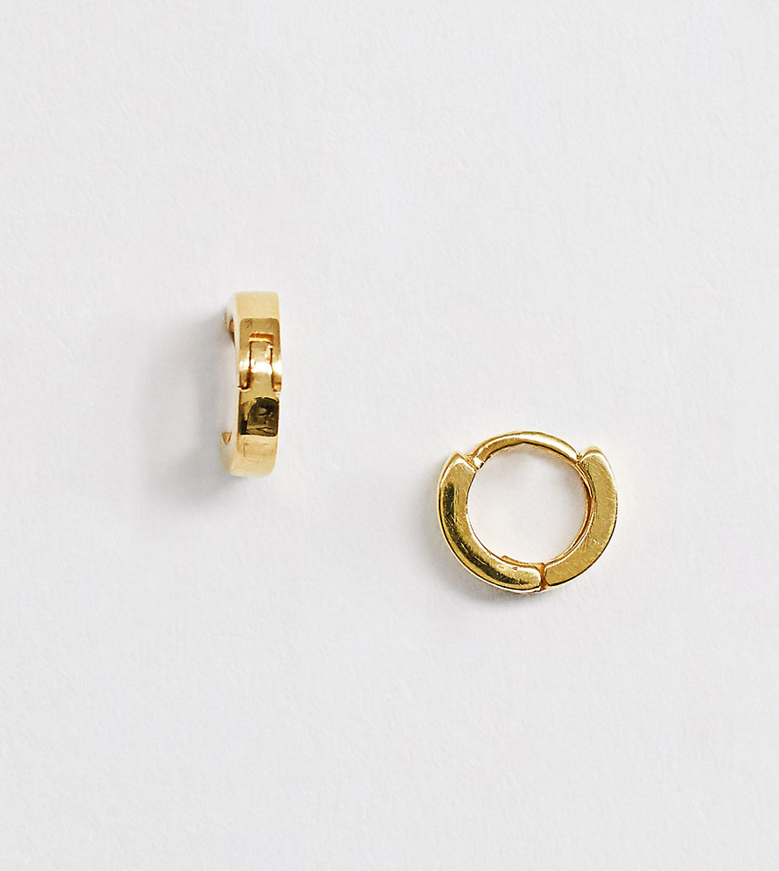 Asos Design Sterling Silver With Gold Plate Mini Huggie Hoop Earrings