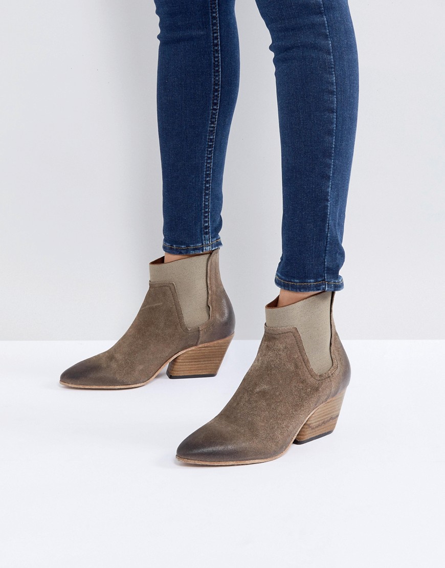 Hudson London Malia Taupe Suede Ankle Boots - Taupe