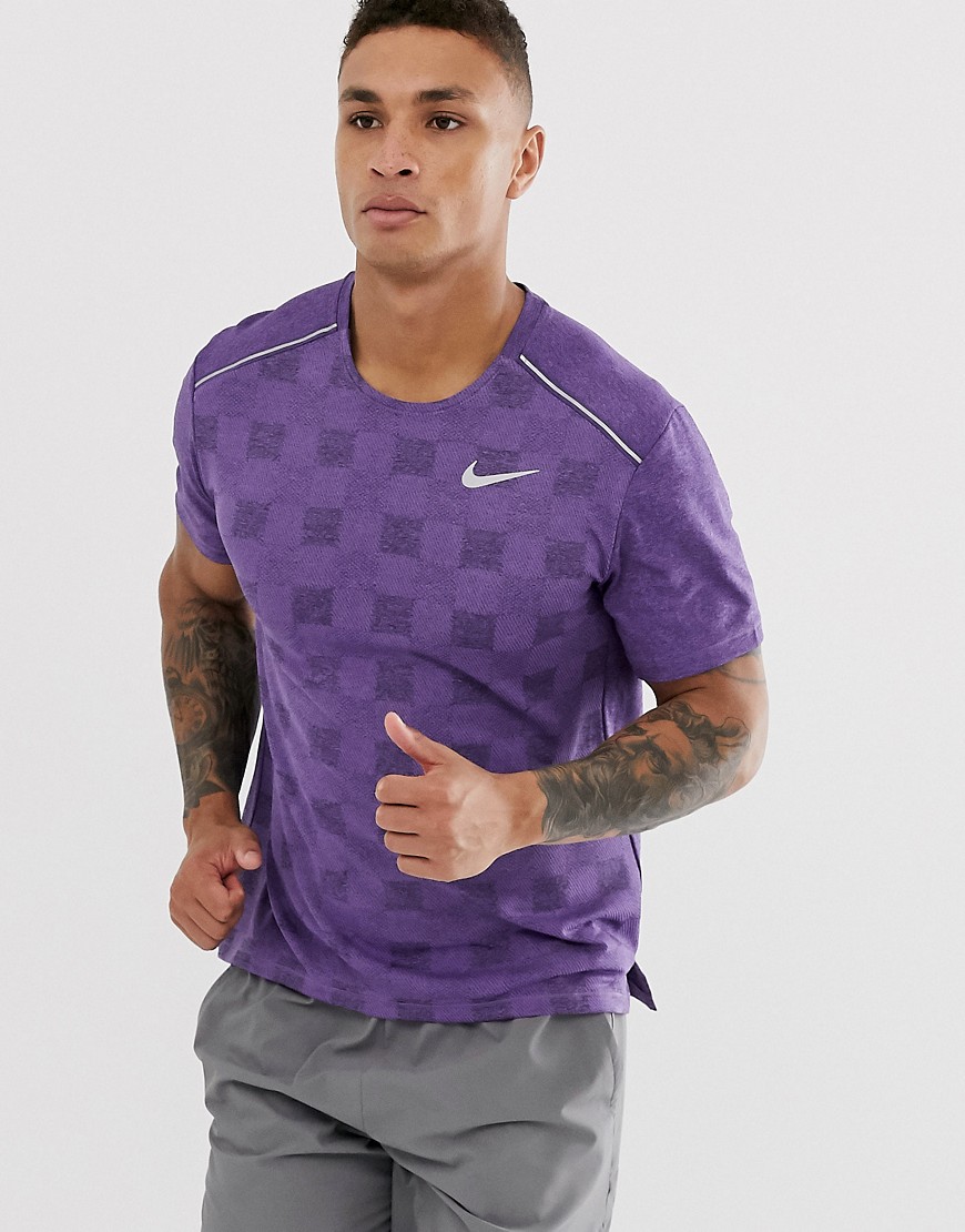 Nike Miler jaquard print t-shirt in purple