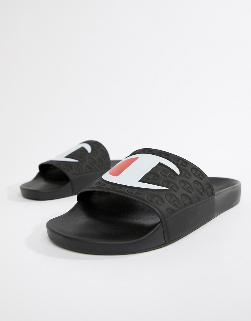 Champion sliders with large logo in black