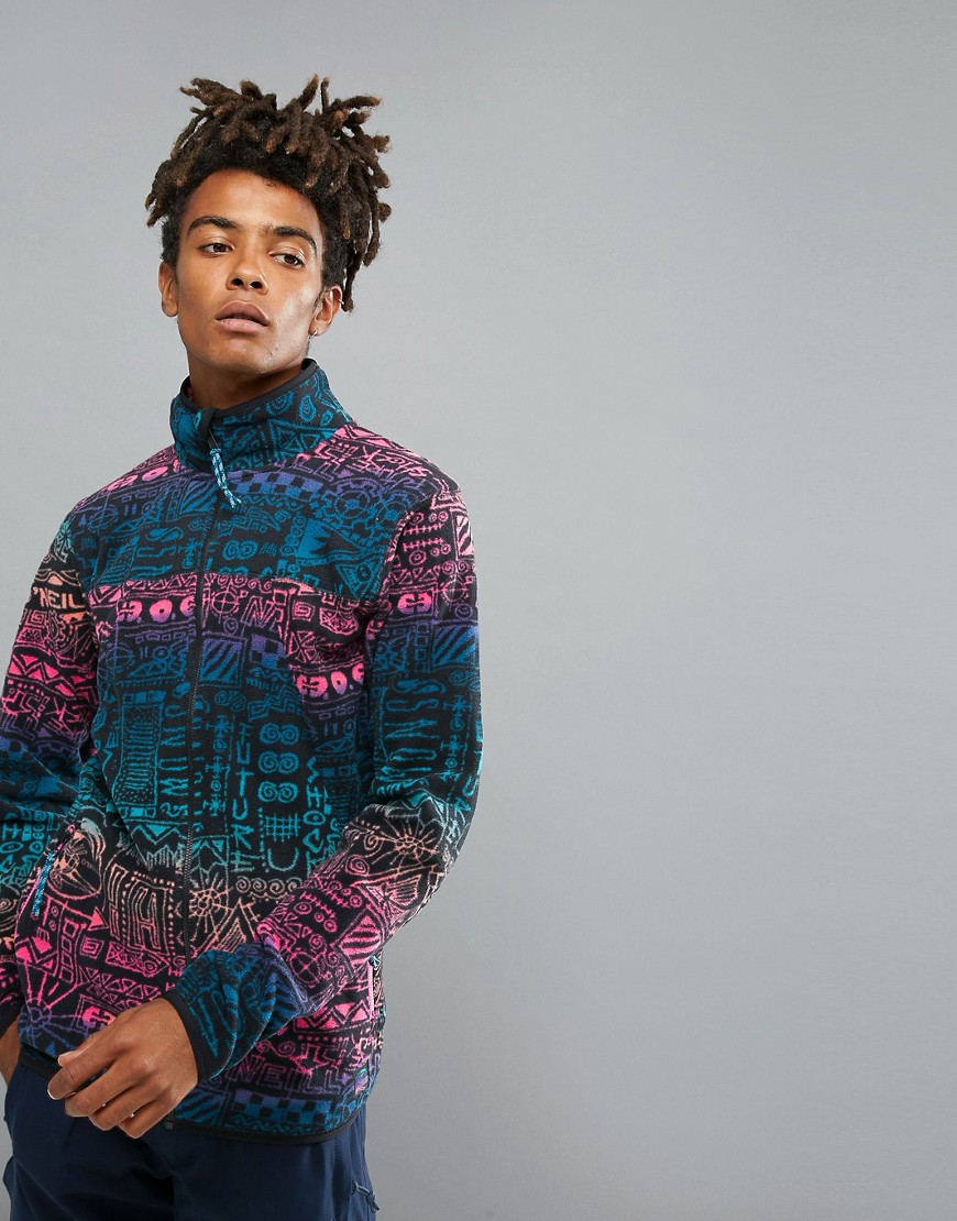 O'Neill Reissue 91 Extreme Full Zip Fleece Jacket Print in Blue/Pink - Black/pink print