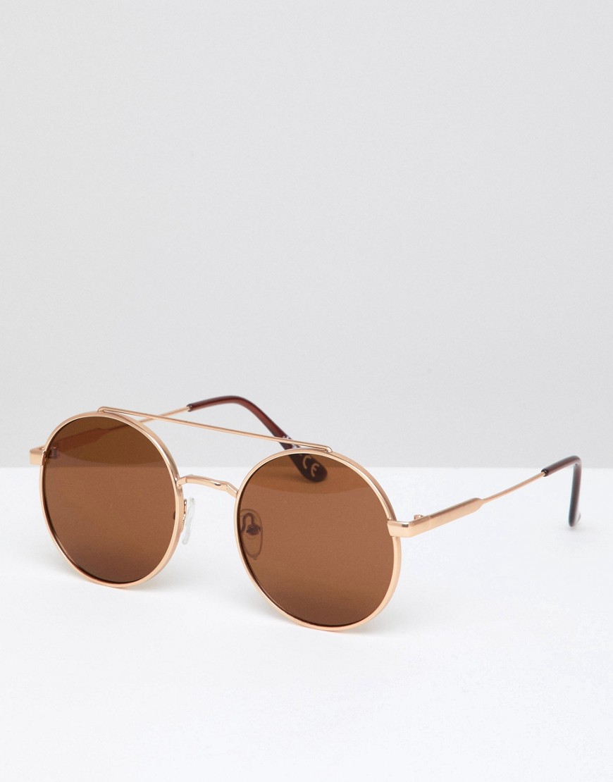 Круглые солнцезащитные очки в золотистой оправе Jeepers Peepers 