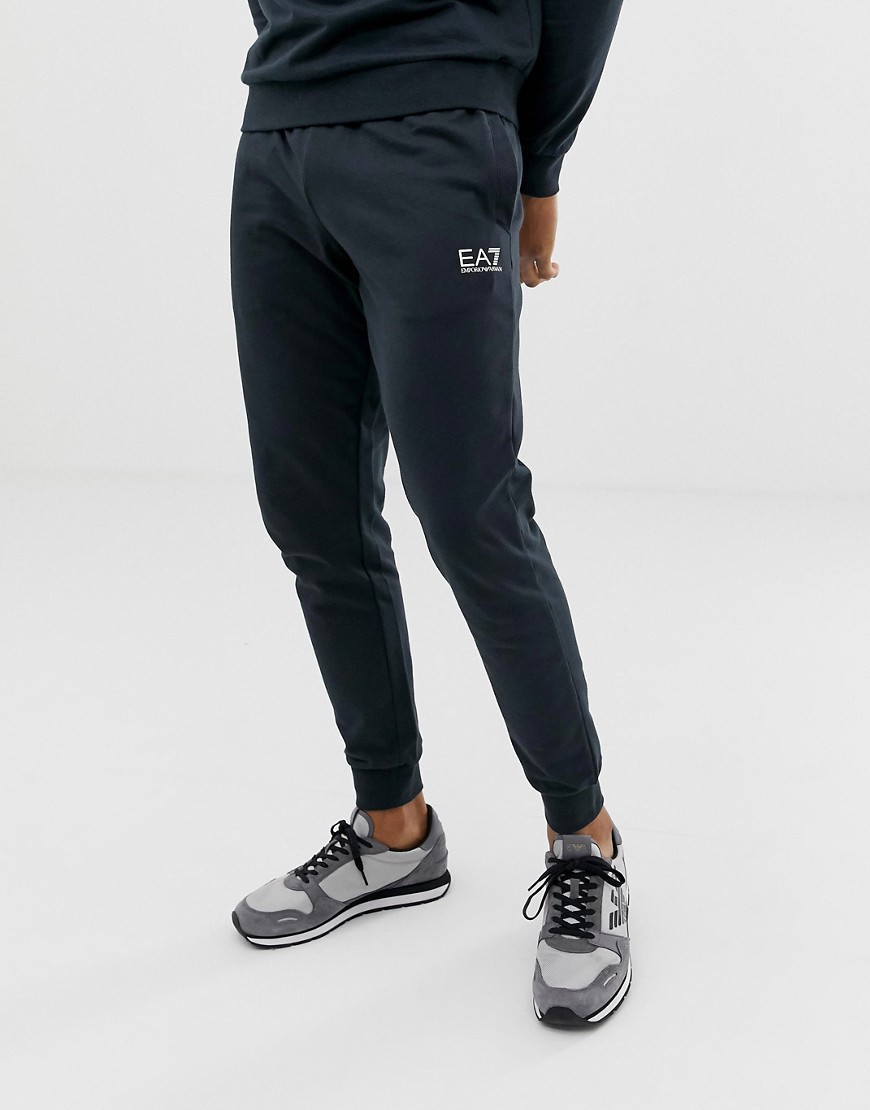 EA7 french terry logo sweat joggers in navy