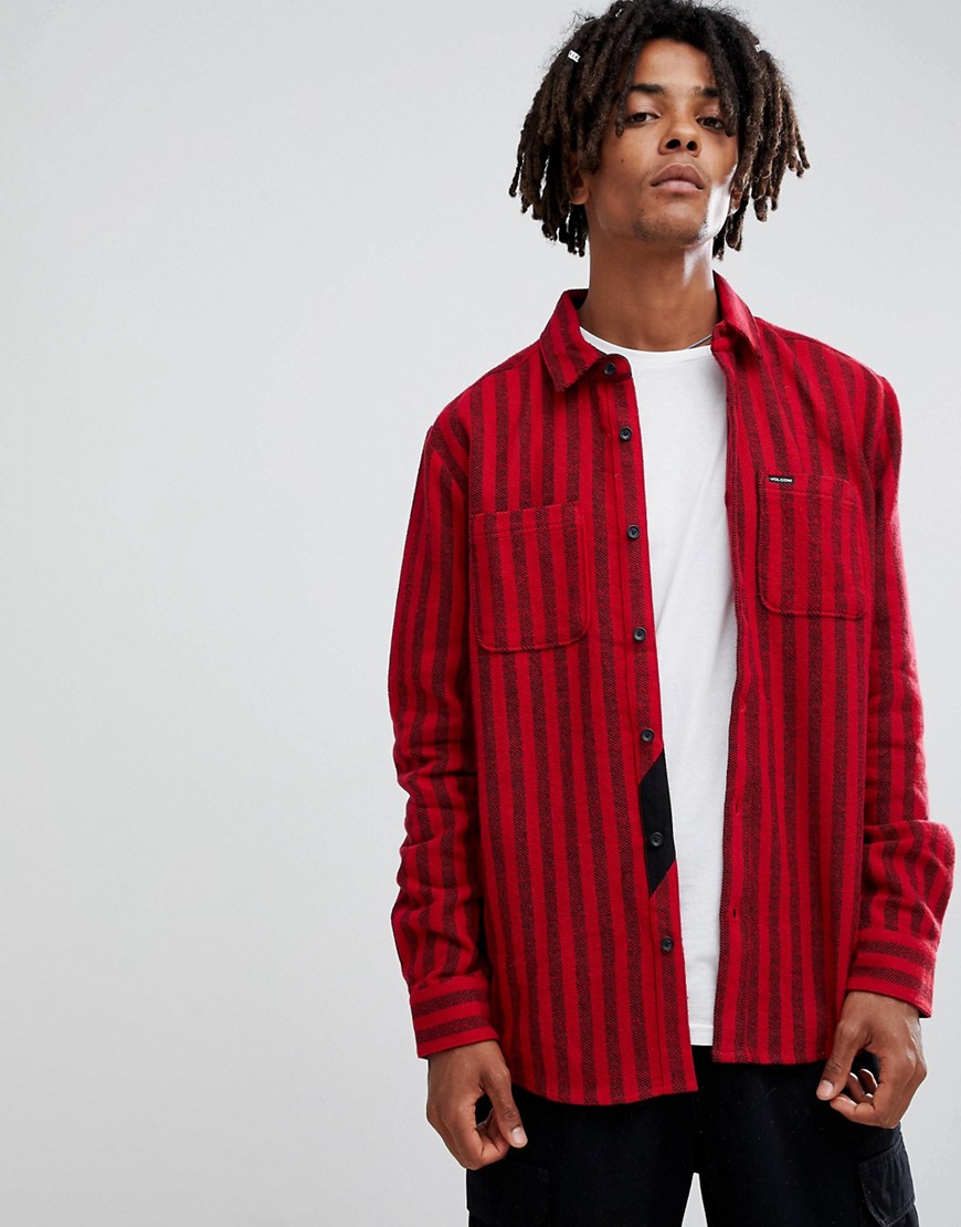 Volcom shader striped shirt in red
