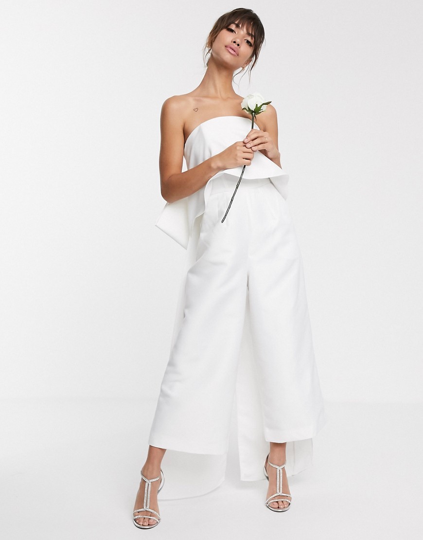 ASOS EDITION bandeau wedding jumpsuit with bow detail