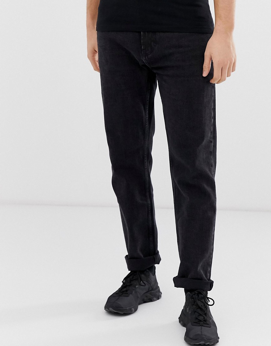 Bershka straight fit jeans in washed black