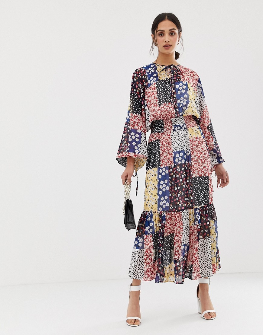 ASOS DESIGN maxi dress with shirred waist in mixed ditsy floral print