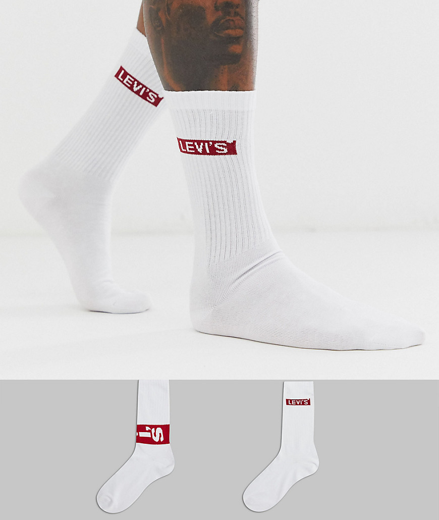Levi's 2 pack wraparound logo socks in white