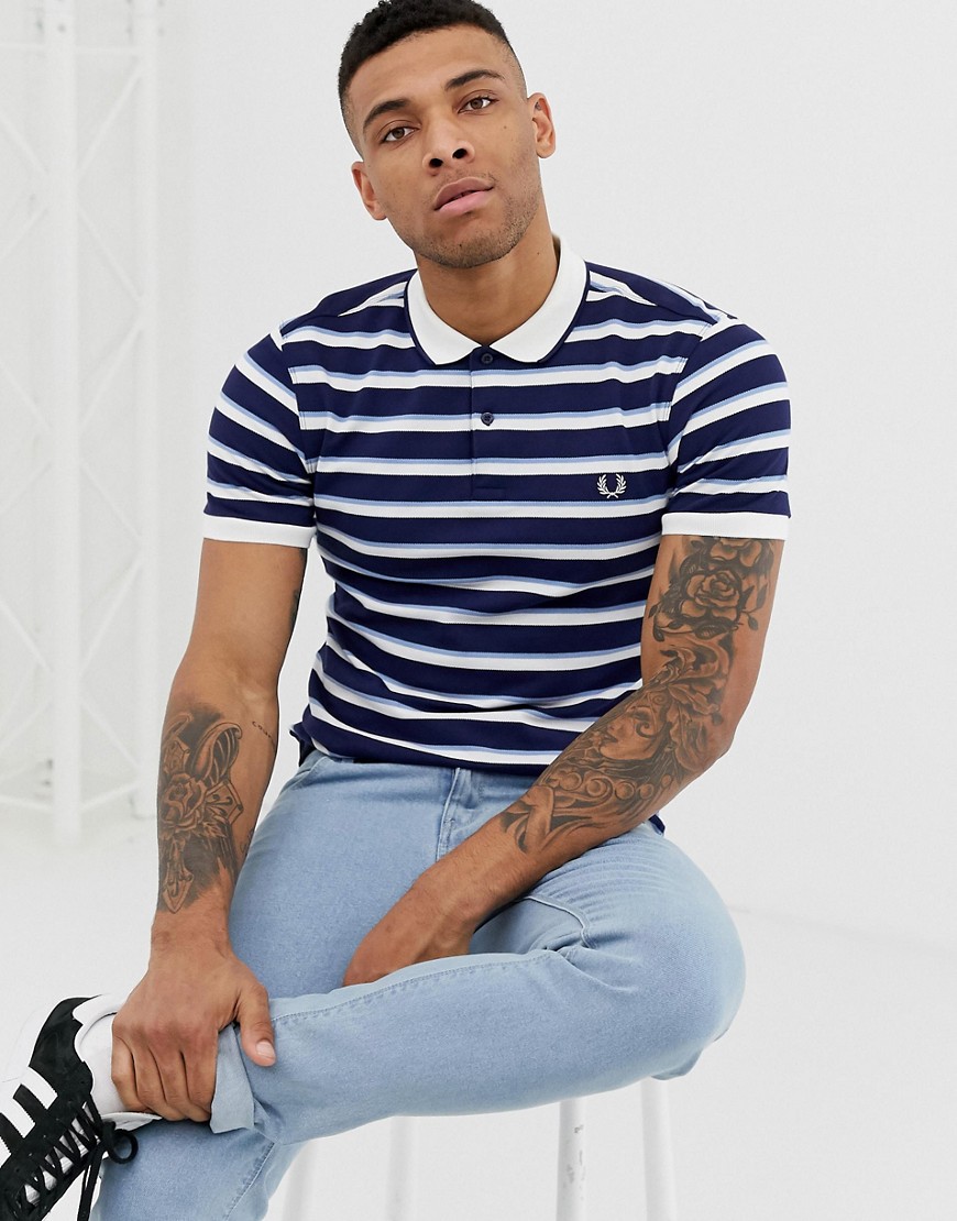 Fred Perry fine stripe polo in navy