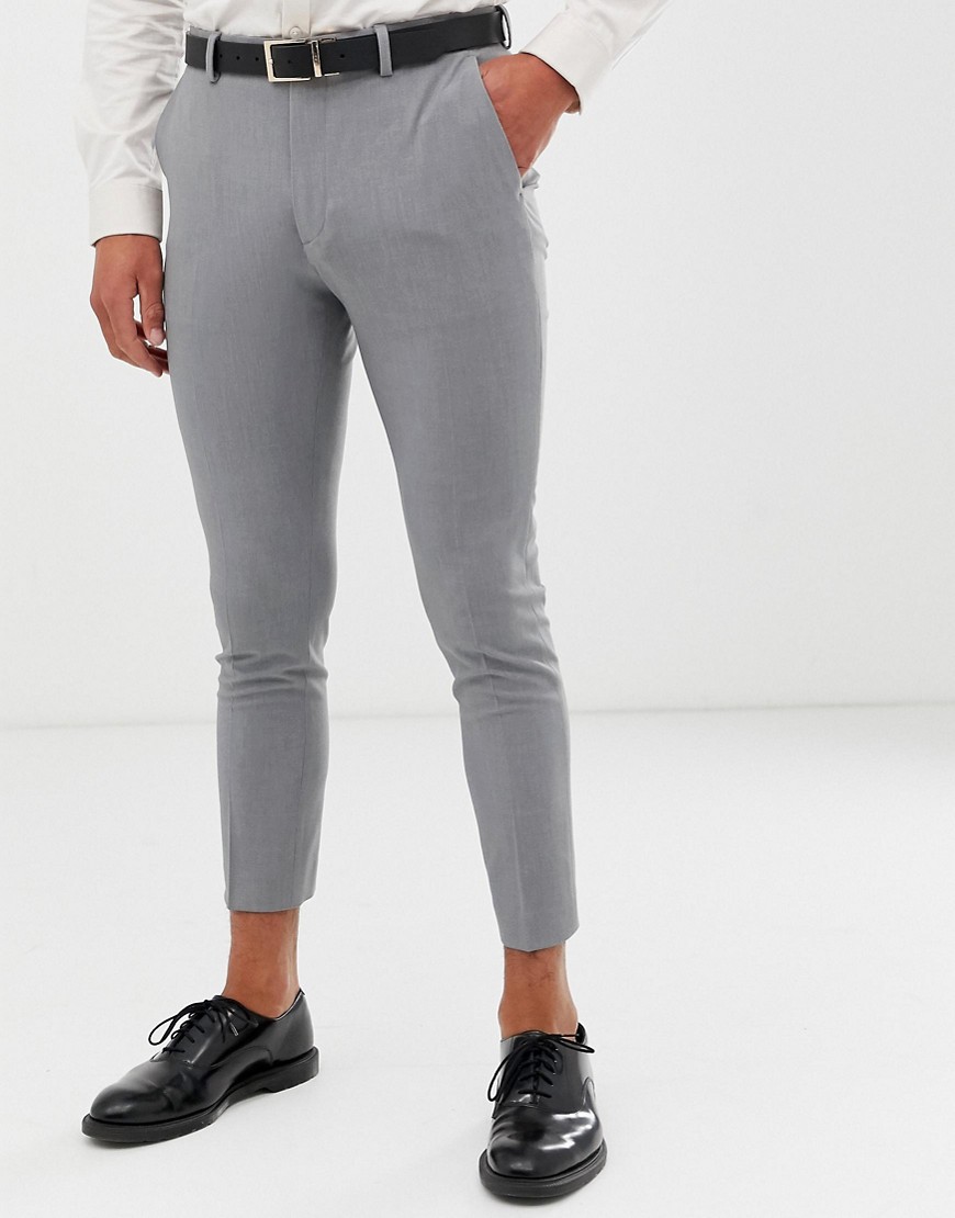 ASOS DESIGN super skinny cropped smart trousers in grey