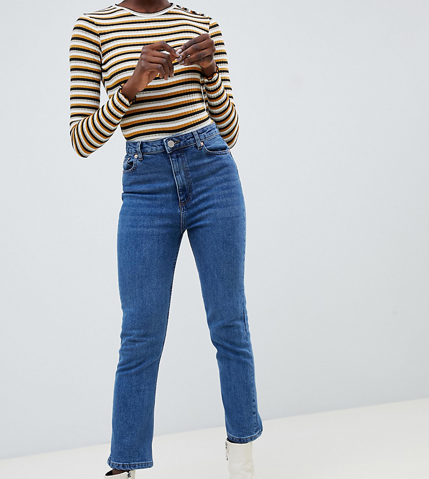 Warehouse high waisted straight leg jeans in mid wash