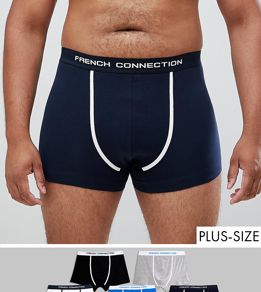 French Connection PLUS 5 Pack Boxers - Green/marine/black
