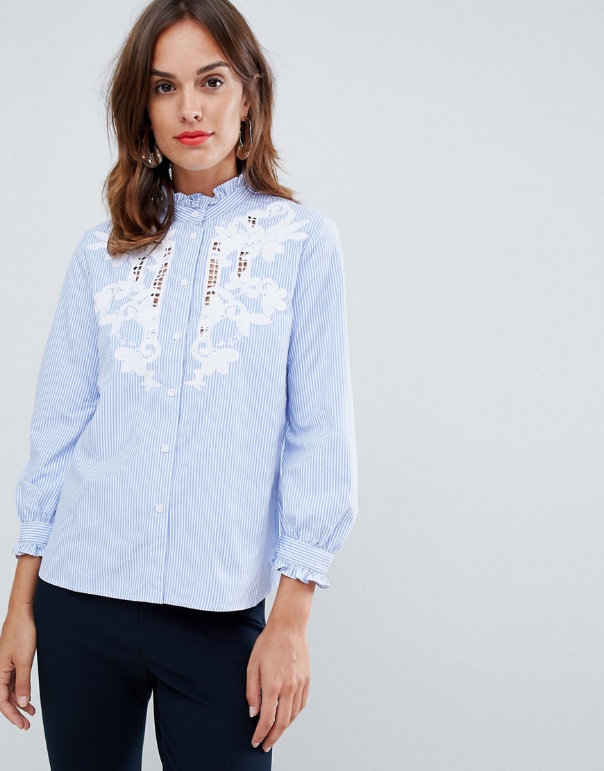 French Connection Olasega embroidered high neck shirt