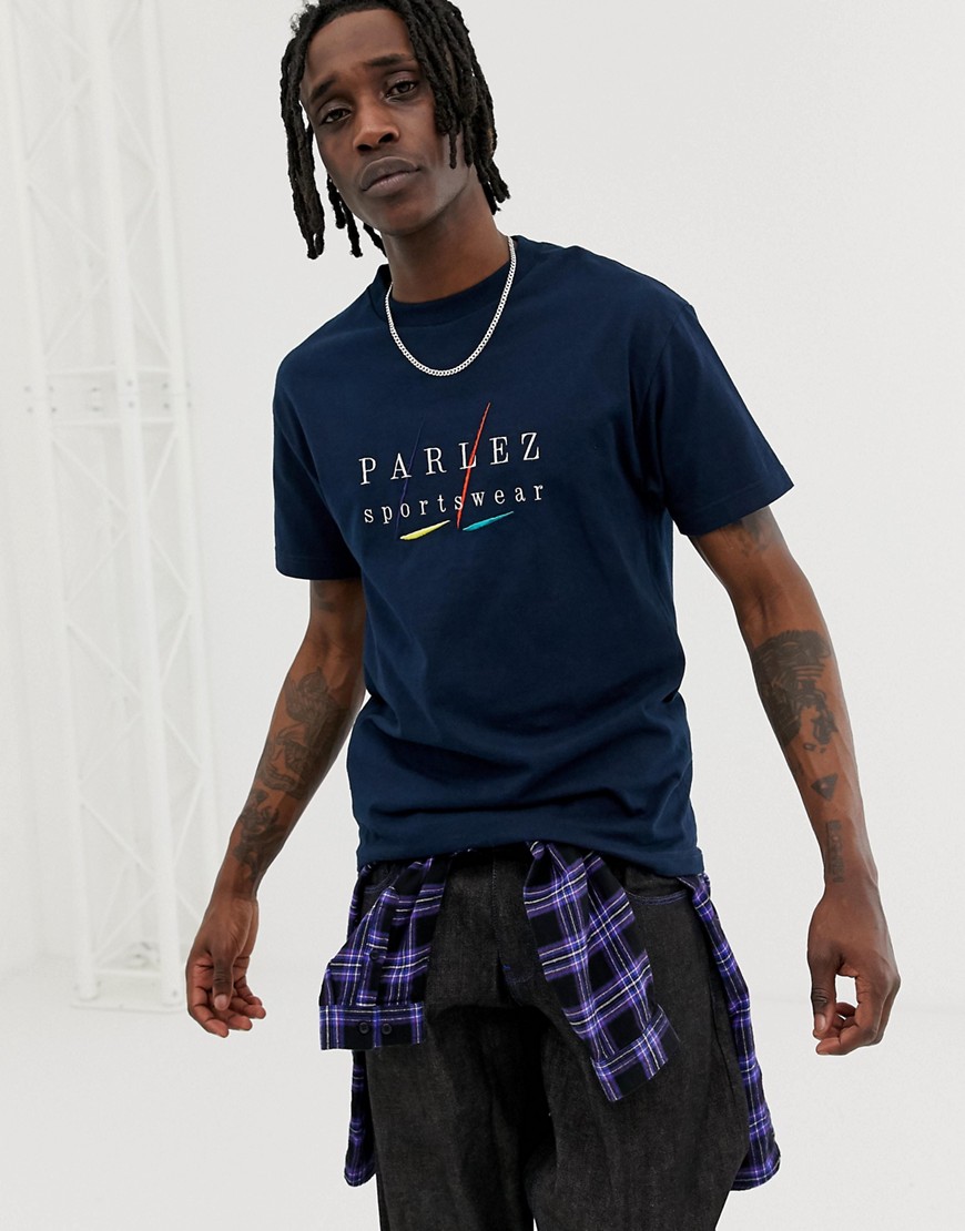 Parlez Cape t-shirt with embroidered chest logo in navy