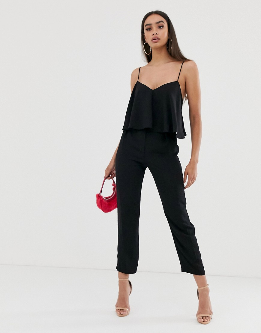 ASOS DESIGN cami jumpsuit with double layer and peg leg