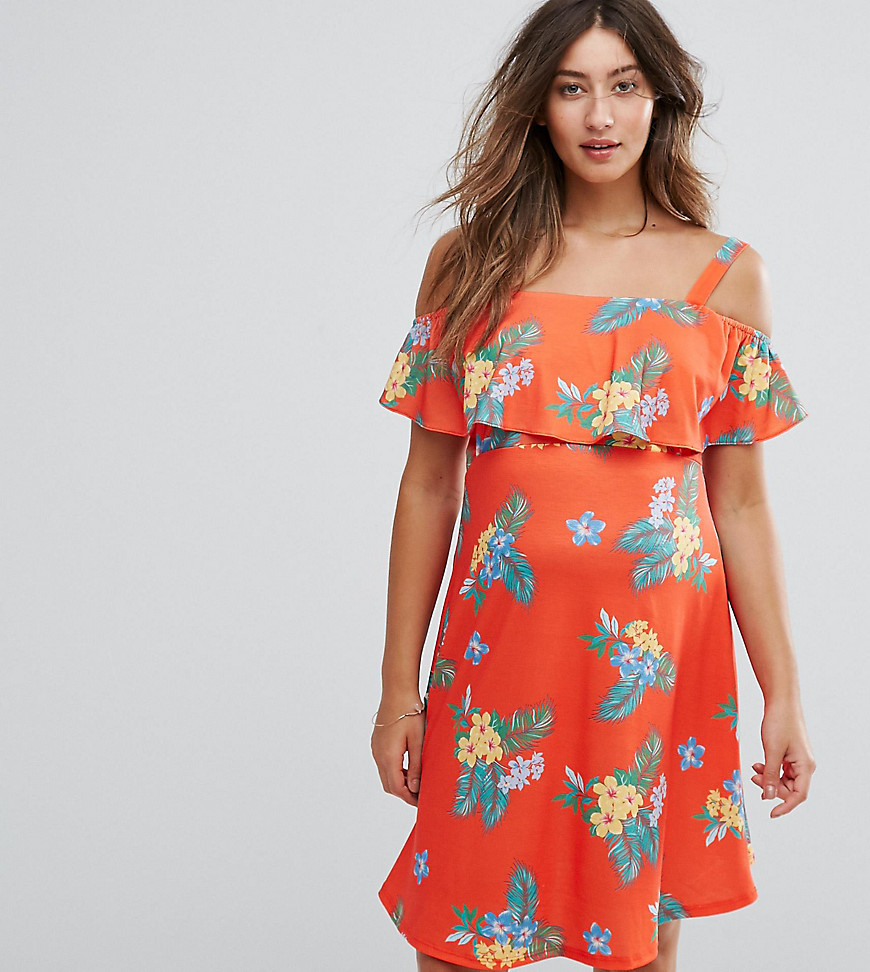 Чайное платье с цветочным принтом для кормящих мам & You - Красный 