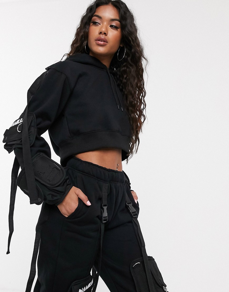 Namilia oversized cropped hoodie with utility pockets