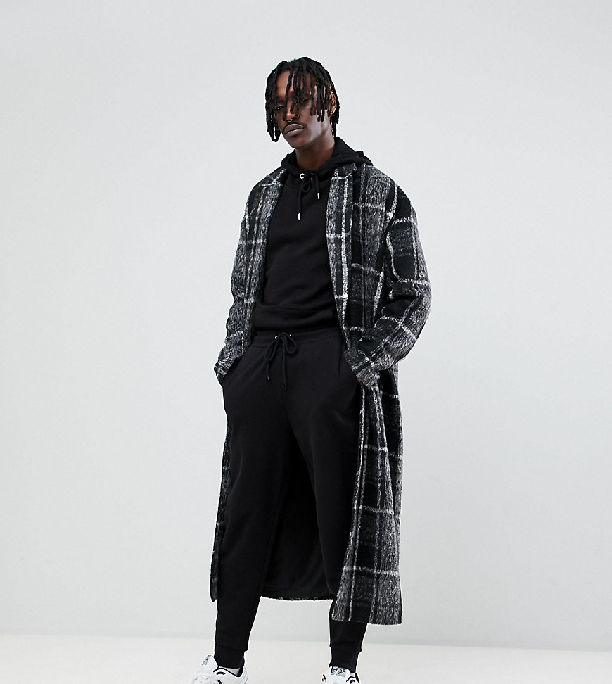 The New County longline overcoat in grey check