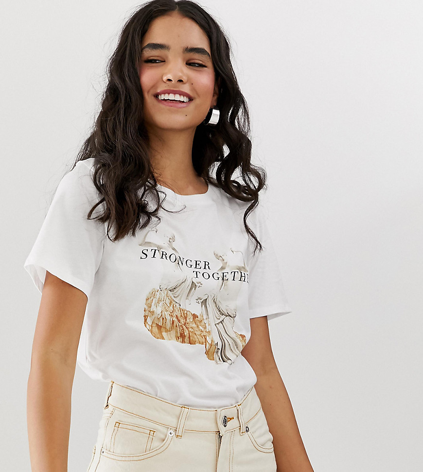 Monki Stronger Together print t-shirt in white