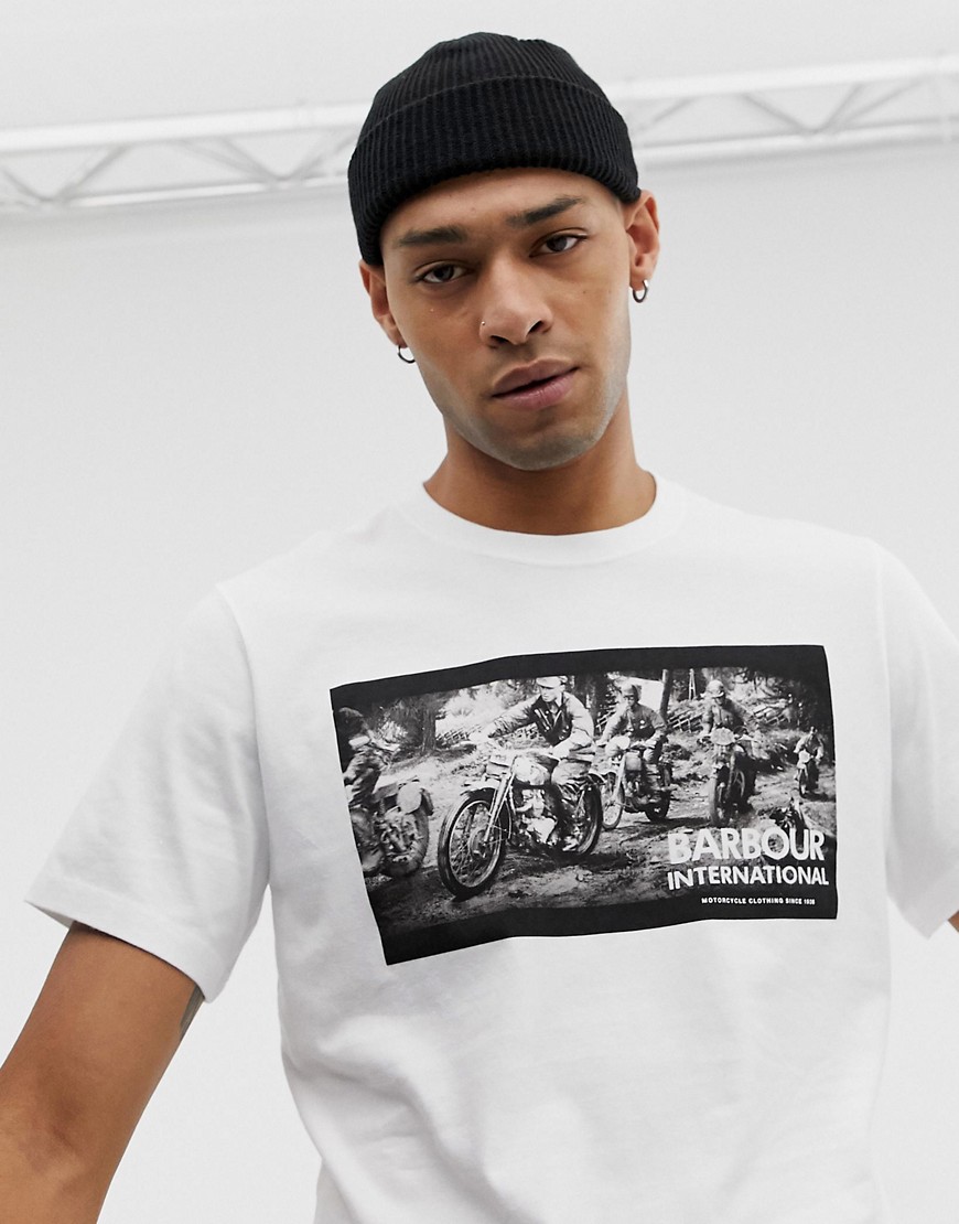Barbour International archive print t-shirt in white
