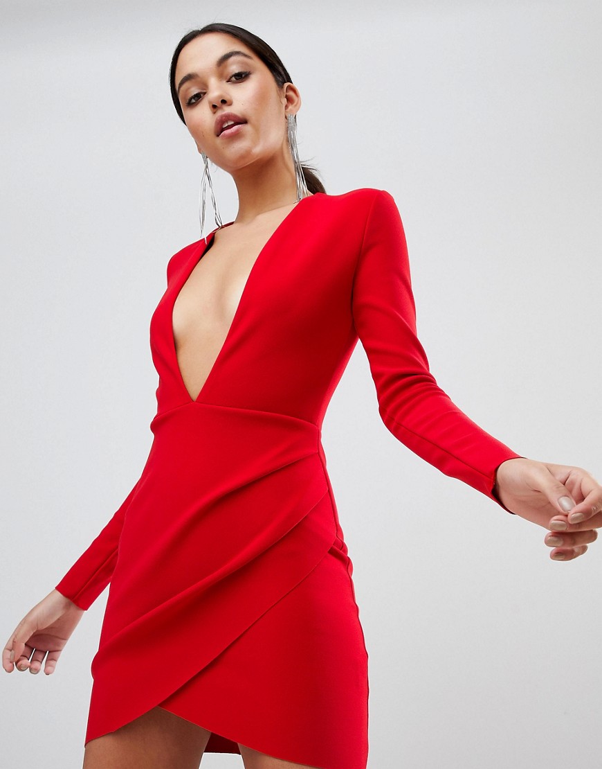 Bec & Bridge Long Sleeve Bodycon Mini Dress - Red