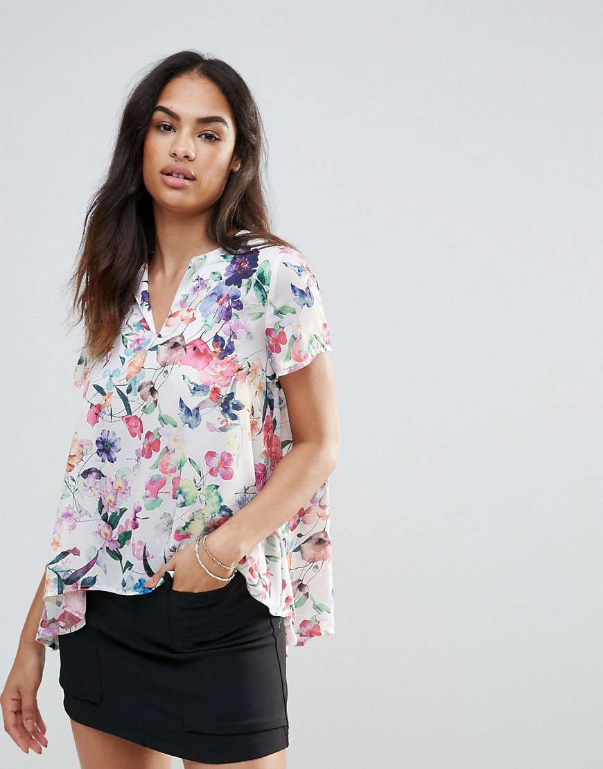 FRNCH Floral Print Top - White flower print