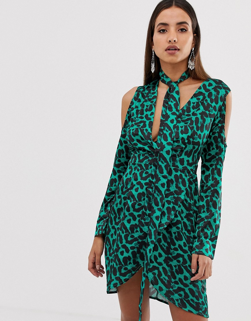 Forever Unique cold shoulder leopard print dress