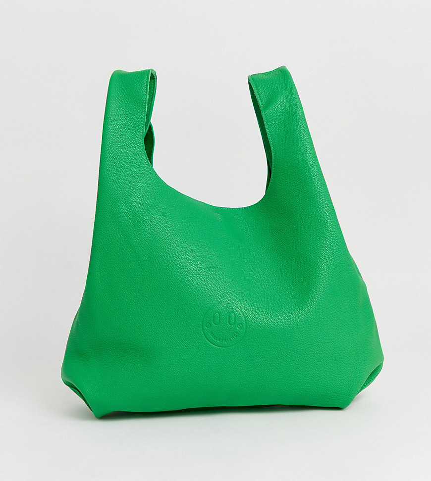 Hill and Friends Happy leather shopper bag in green