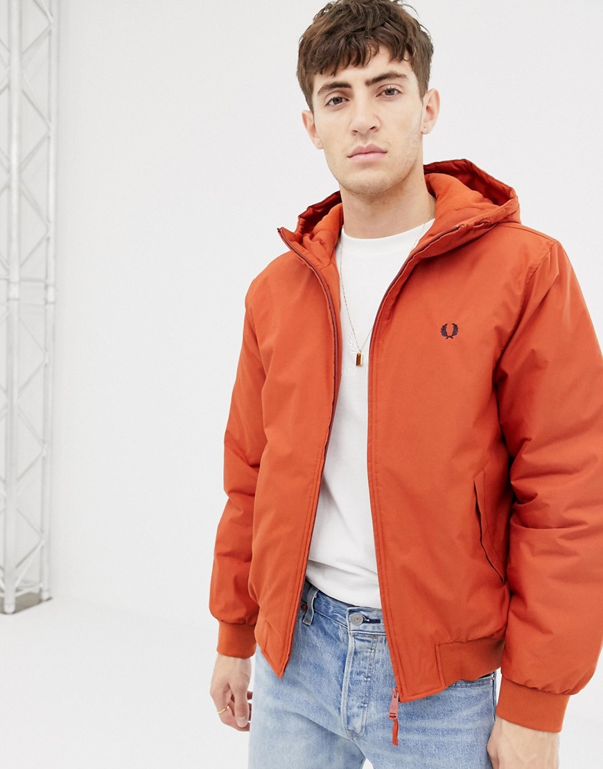 Fred Perry brentham hooded padded jacket in orange
