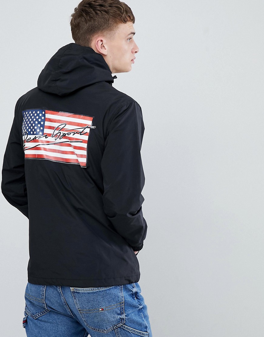 Penn Sport windbreaker hooded jacket in black